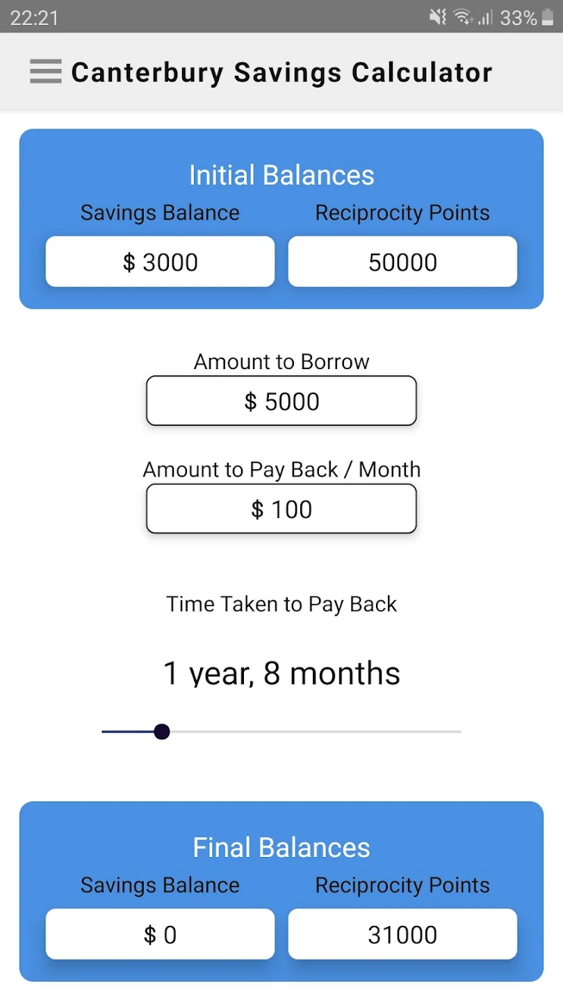 Savings Pool Calculator Android app